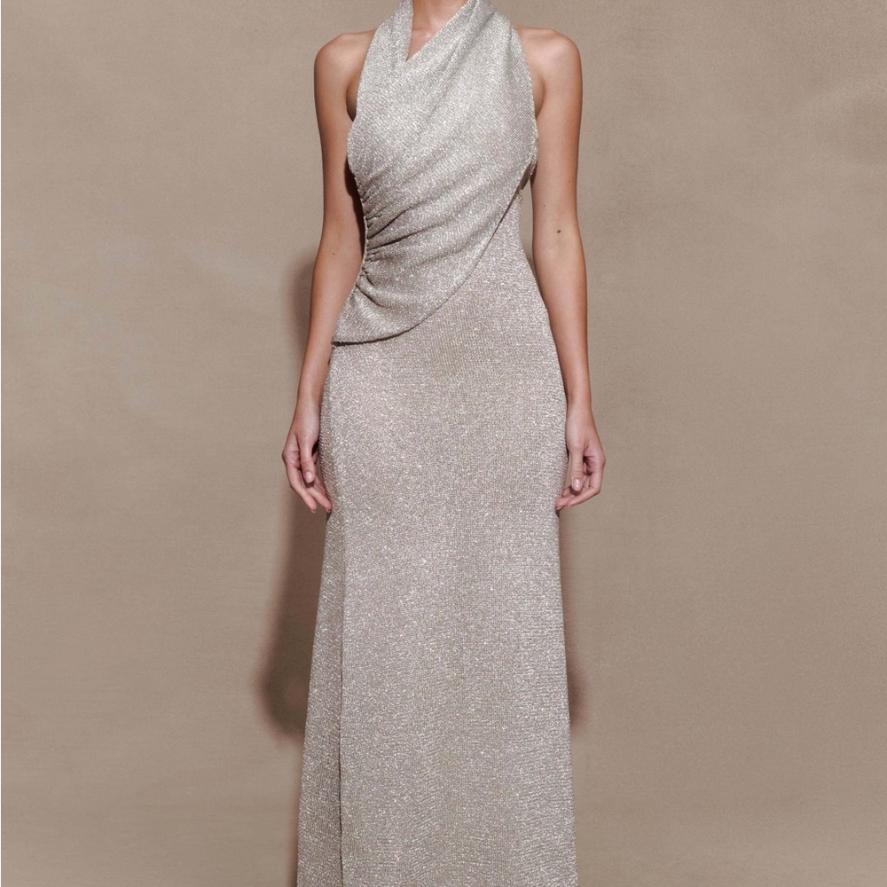 Elegant Silver Evening Gown